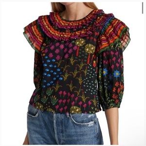 FARM Rio Fruit Garden Ruffle Sleeve Blouse
